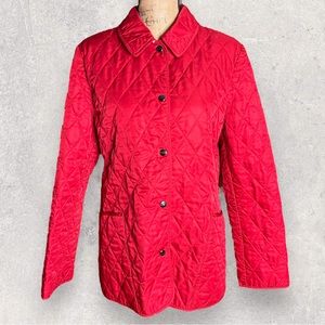 Burberry London Quilted Red Jacket Nova Check Size Medium Snap Coat Open Pockets